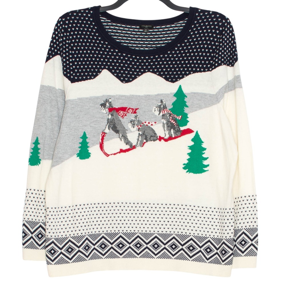 Talbots Dog Sweater Schnauzer Fair Isle Cashmere Blend Christmas Holiday Cozy 2X